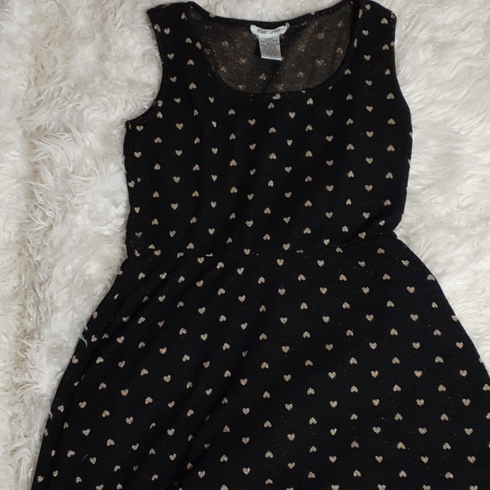 Mia Chica Black & Gold Heart Dress Girls Size 14